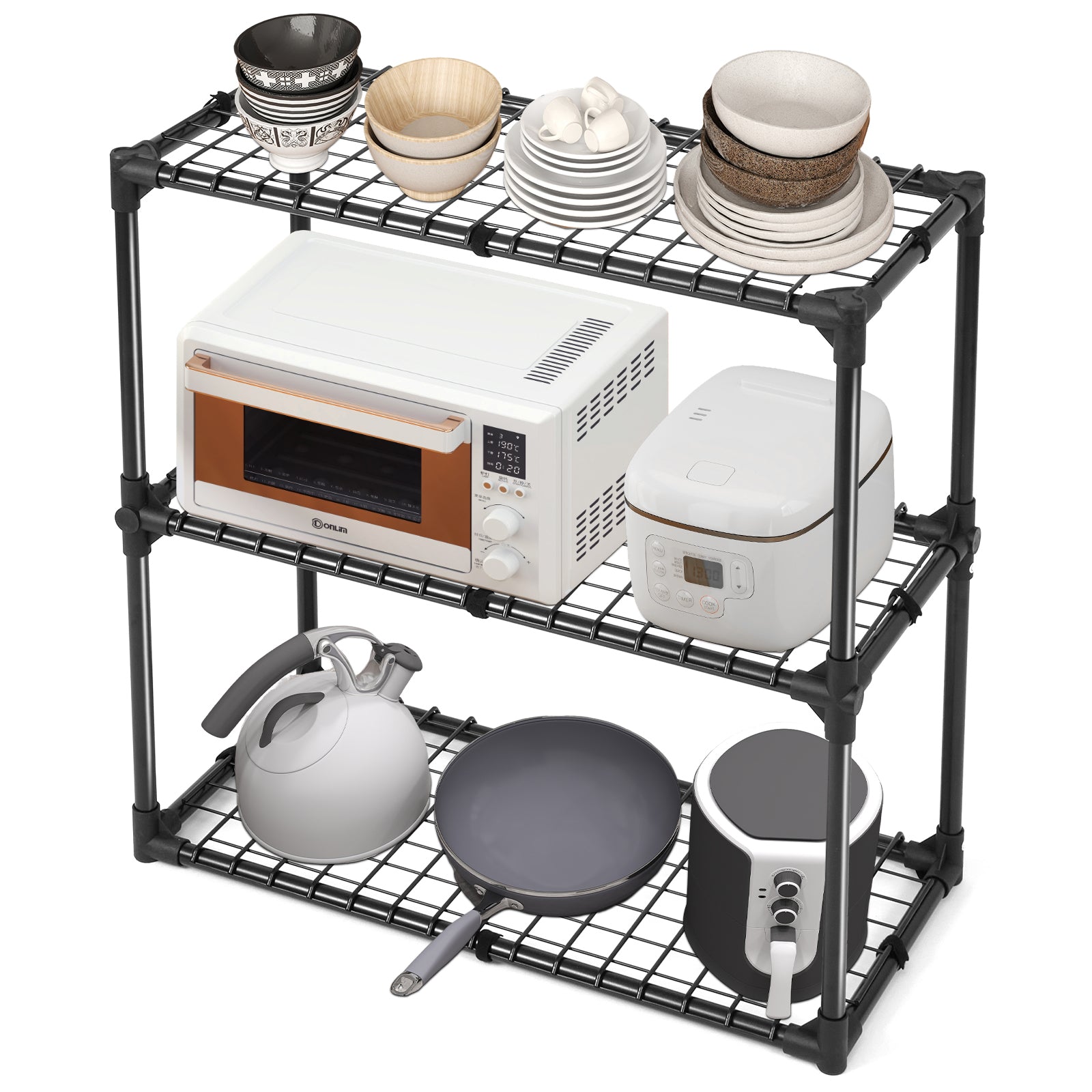 Metal Storage Rack Adjustable Kitchen Shelves Organizer, Wire Shelving Unit, Standing Storage Shelves for Pantry Bathroom Kitchen Closet