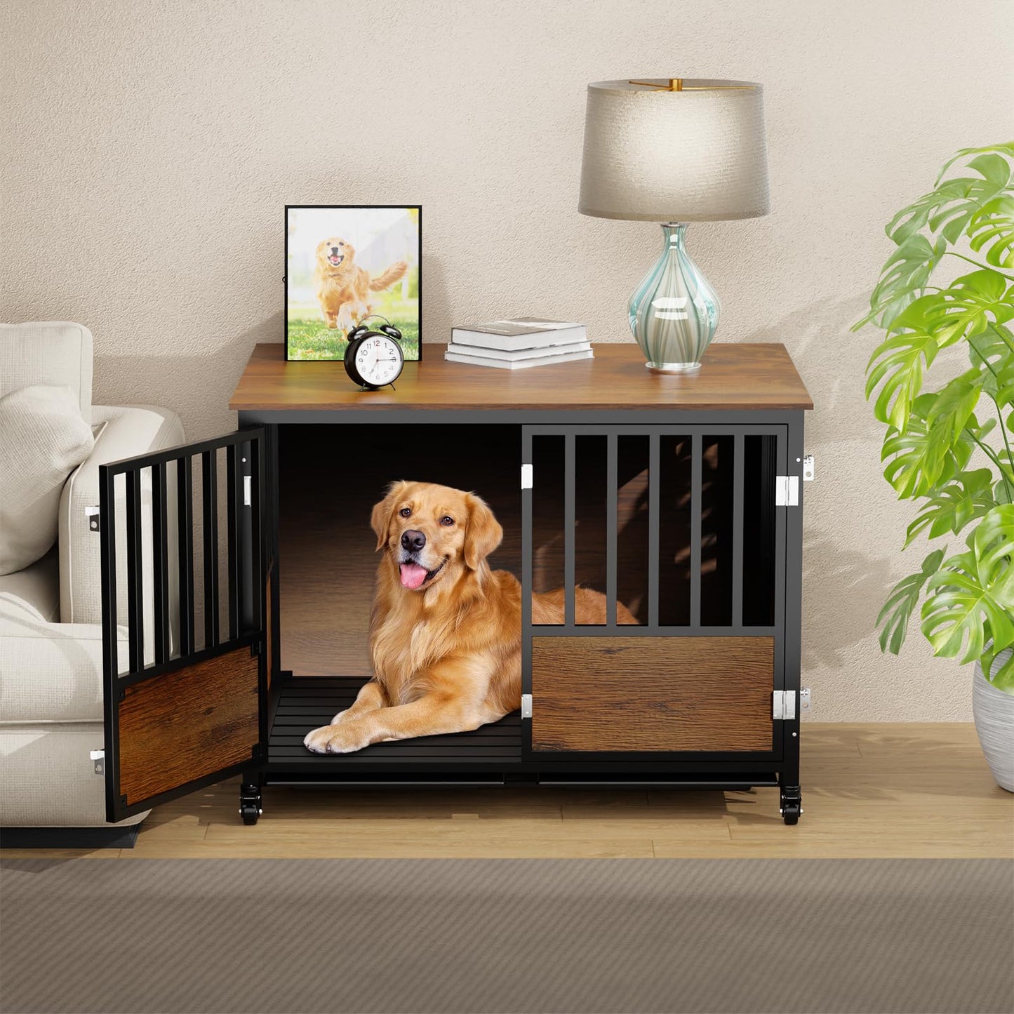 Rovibek Extra Large Dog Crate Furniture Dog Kennel, Indoor 42