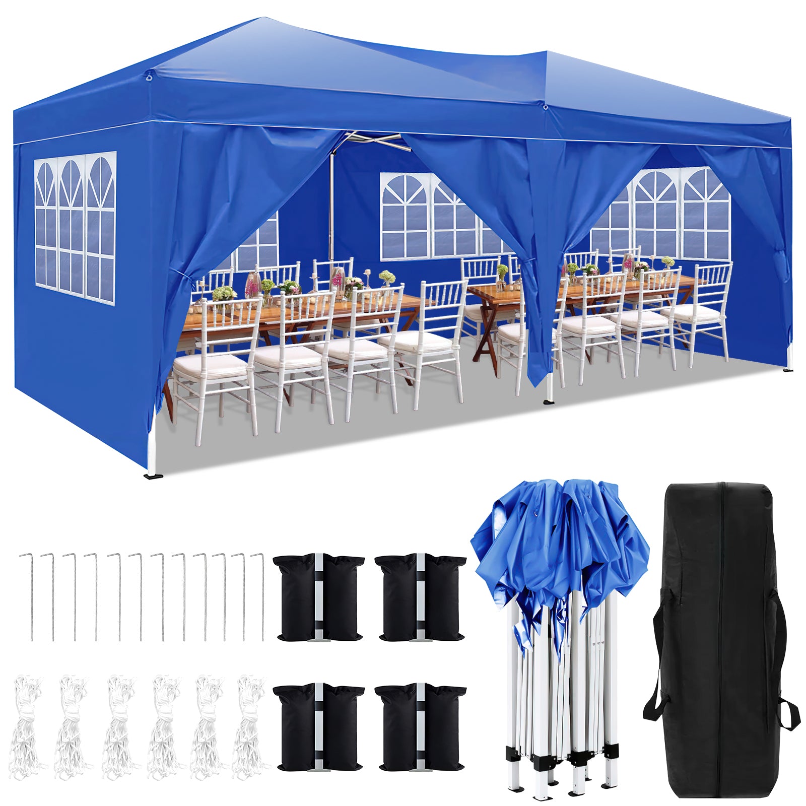 10x20 Pop Up Tent with Sidewalls Outdoor Party Tent for Backyard Party Pop Up Canopy Tents for Parties